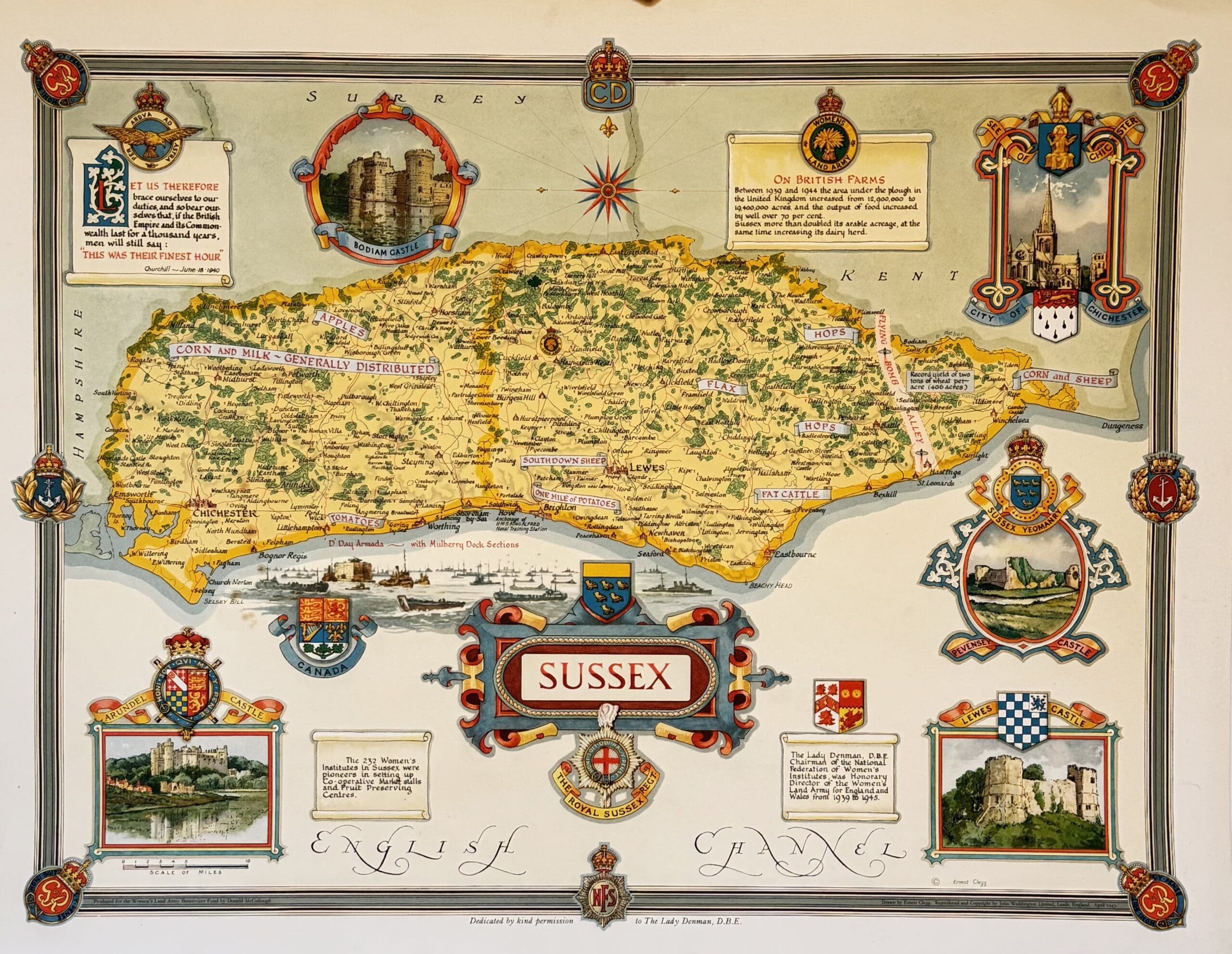 Sussex - County Map - Clegg, Ernest
