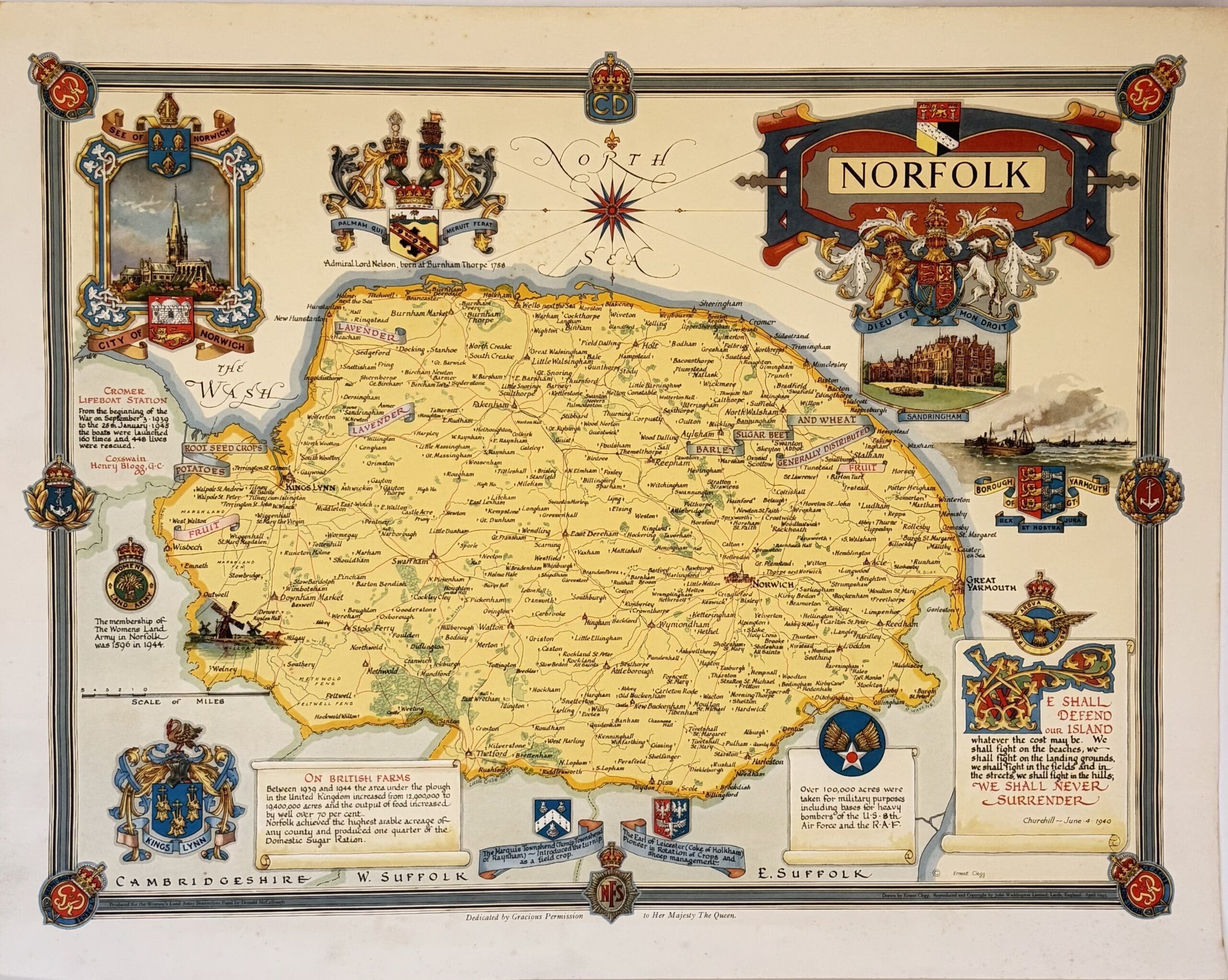 Norfolk, county map. - Clegg, Ernest