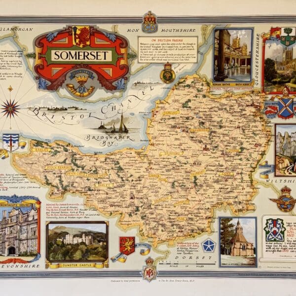Somerset, county map. - Clegg, Ernest