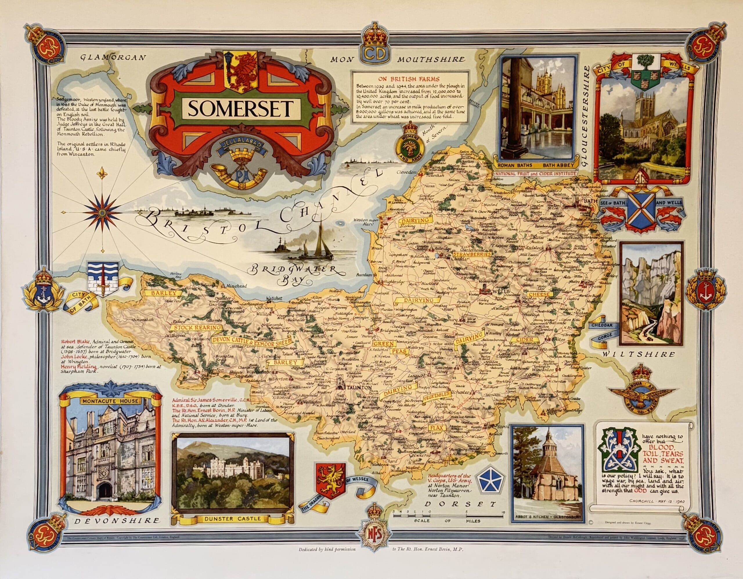 Somerset, county map. - Clegg, Ernest