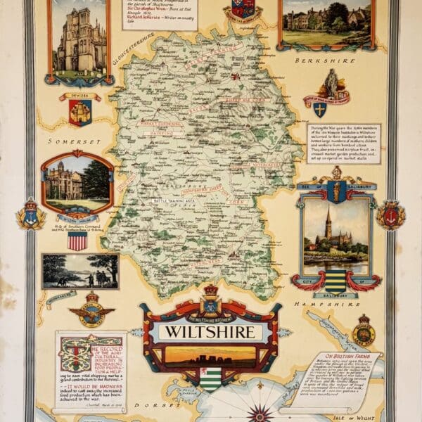 Wiltshire, county map. - Clegg, Ernest