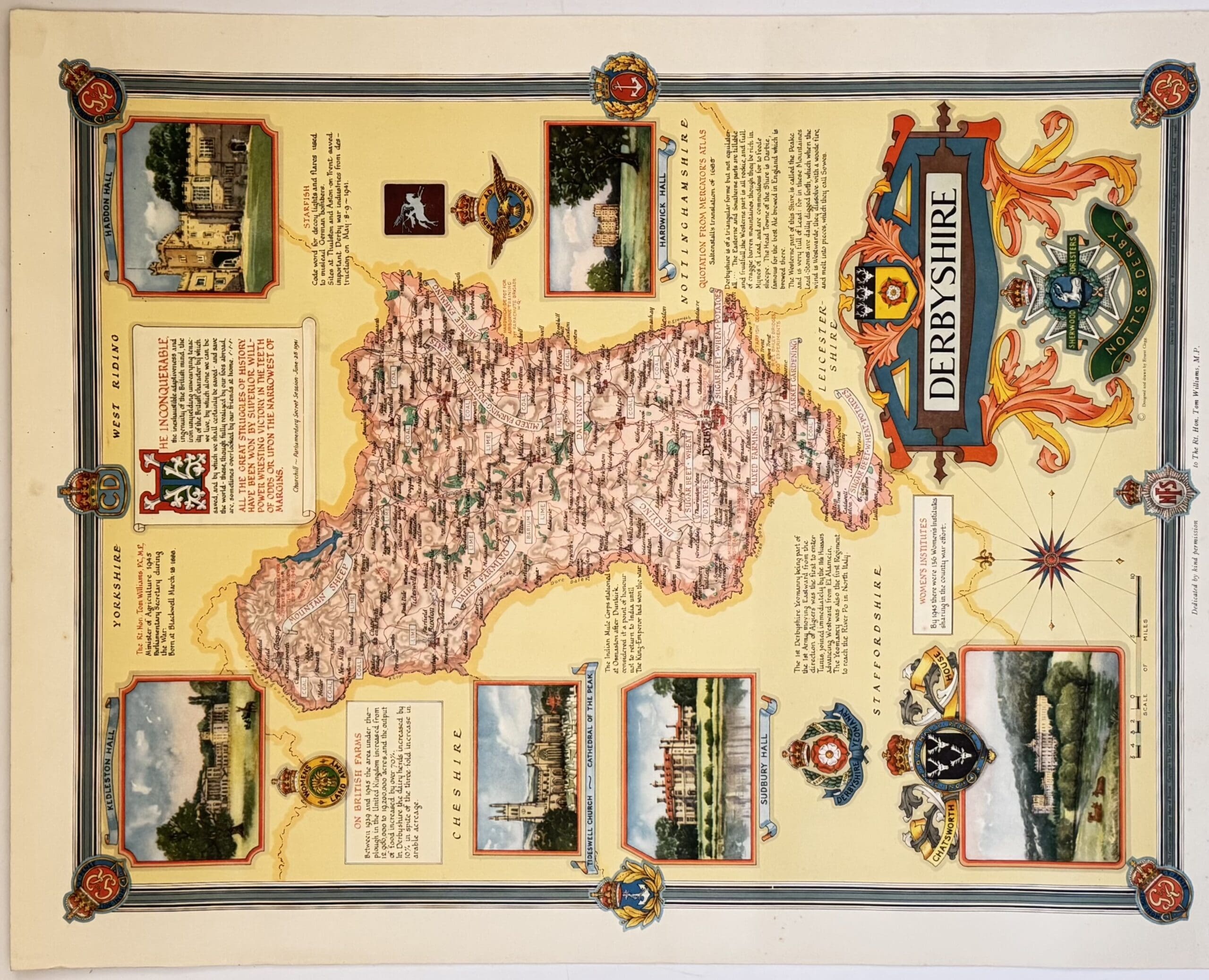 Derbyshire, county map. - Clegg, Ernest