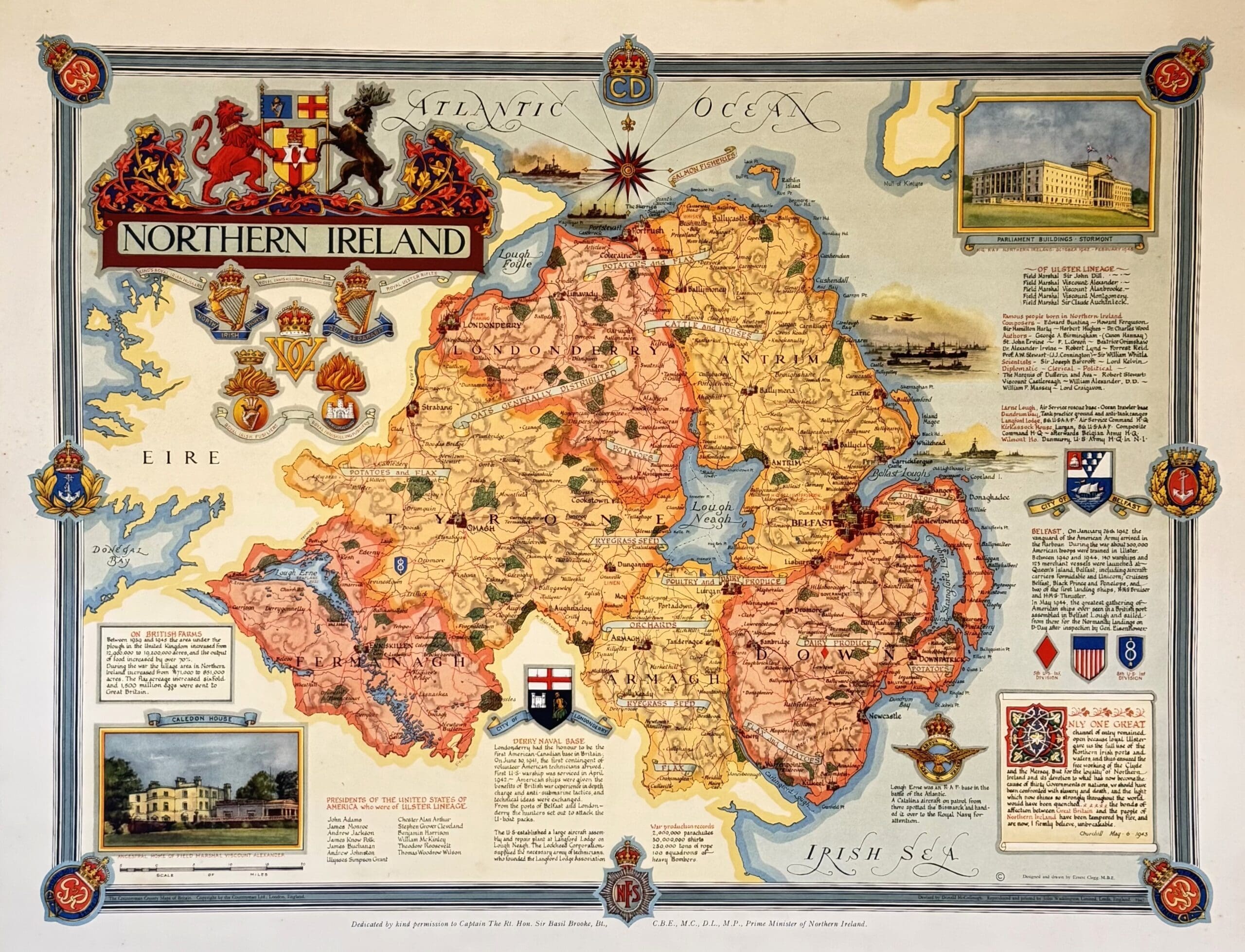 Northern Island, county map. - Clegg, Ernest