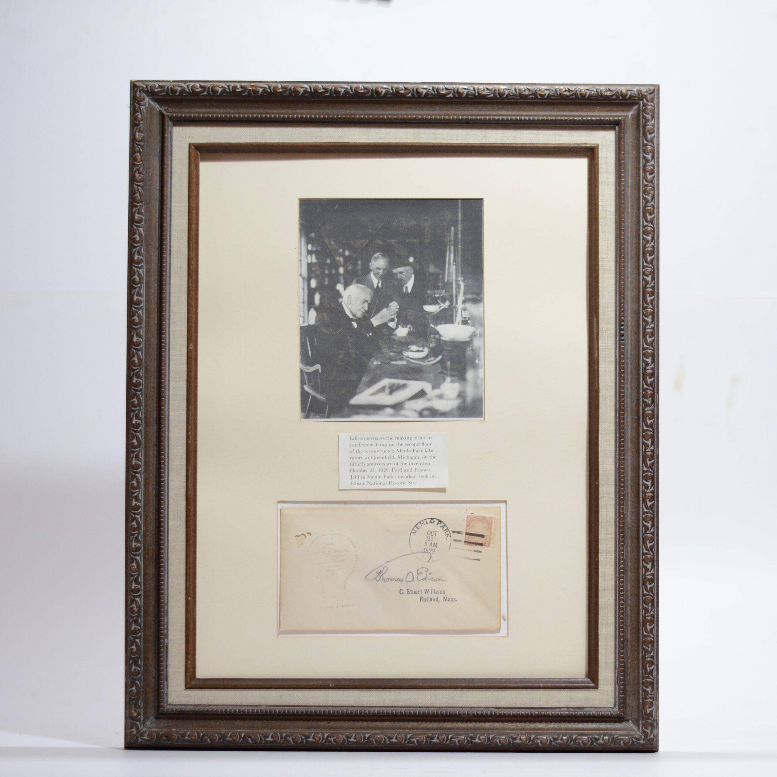 Stamped Envelope signed by Thomas Edison - Edison, Thomas Alva