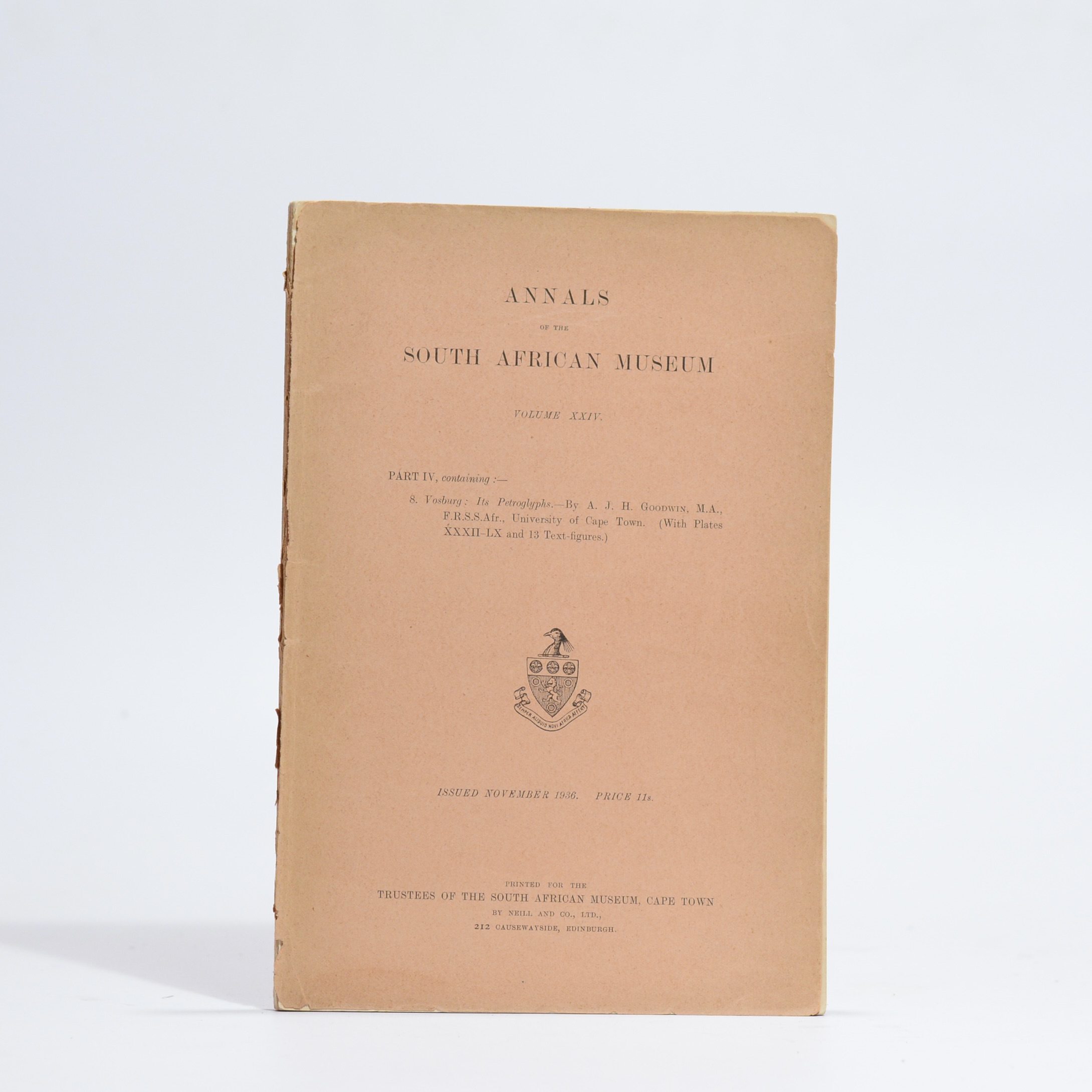 Annals of the South African Museum Volume XXIV, Part IV - Vosburg: Its Petroglyphs - Goodwin, A.J. H