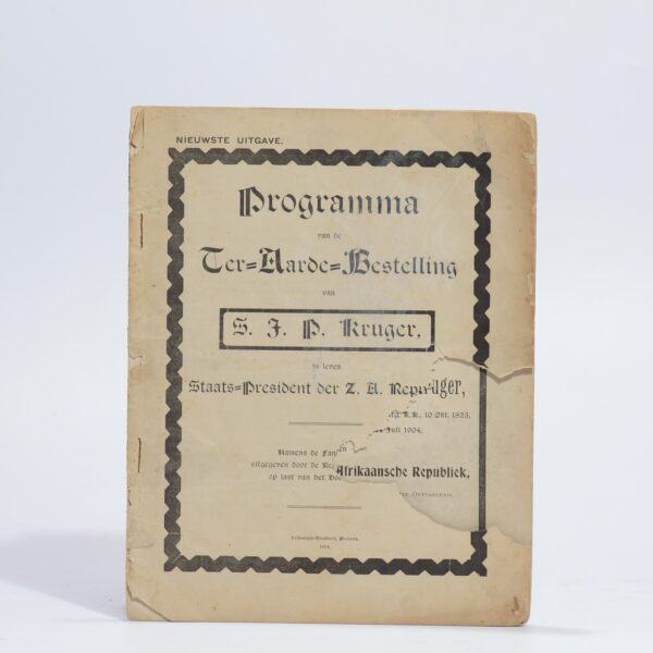 Programma van de Ter-Aarde -Bestelling van S.J.P. Kruger... -