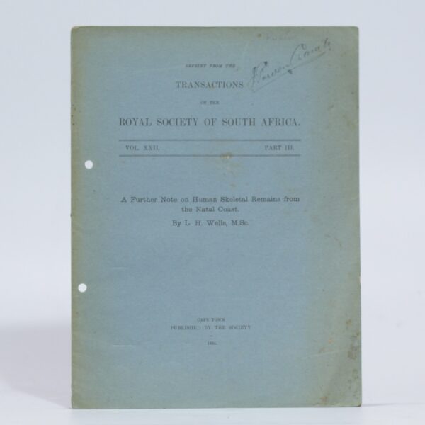 A Further Note on Human Skeletal Remains from the Natal Coast - Wells, L.H