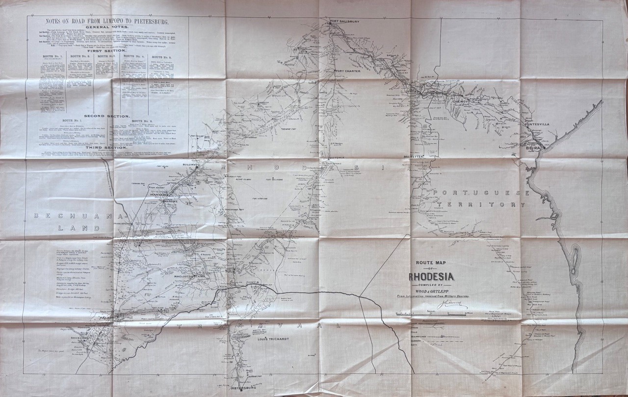 Route Map of Rhodesia. From information received from military sources. With notes on road from Limpopo to Pietersburg. 1" to 20" inches. - J T Wood and A A Ortlepp - Image 2