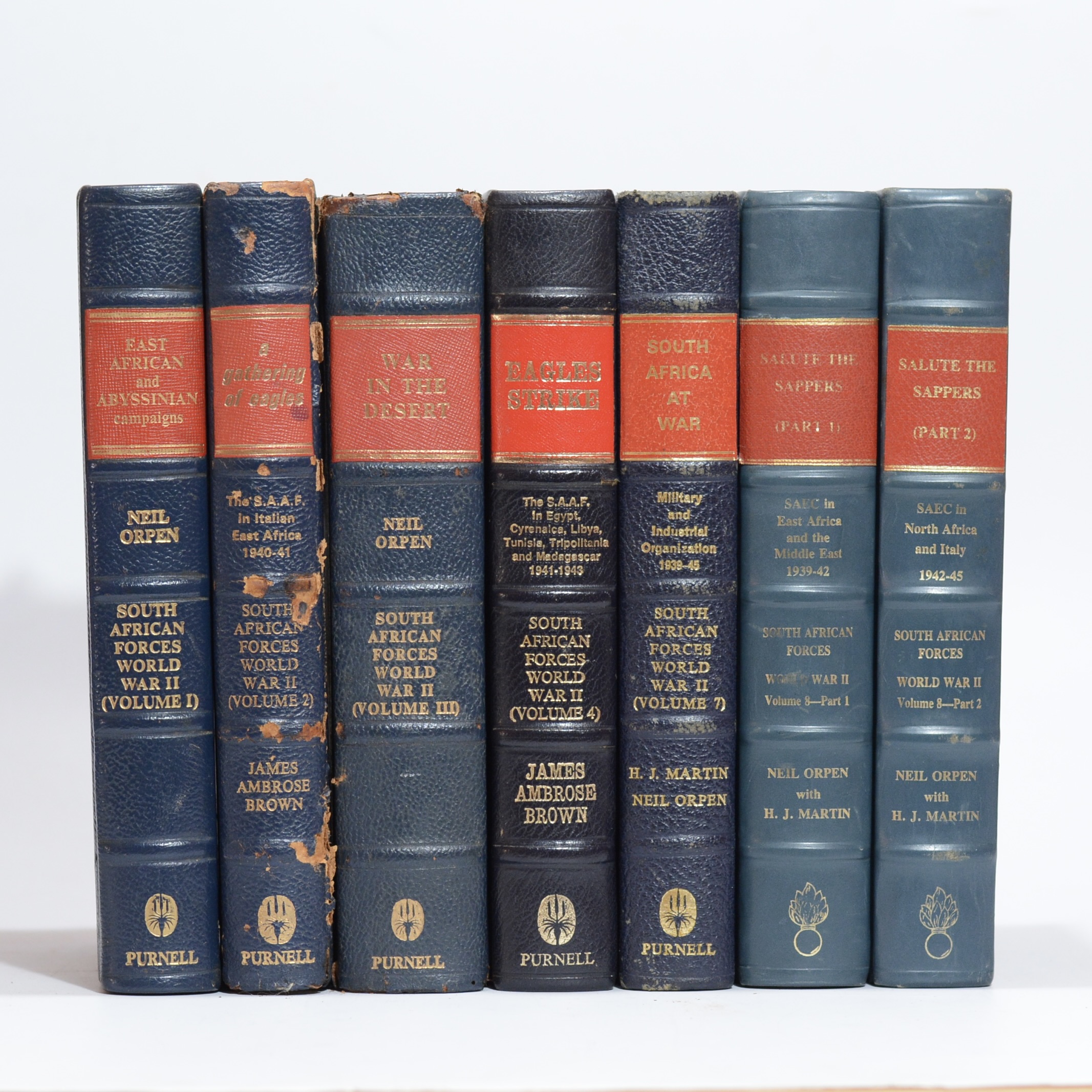 South African Forces World War II. 7 of 9 Volumes. Deluxe signed edition - Orpen, Neil, Ambrose-Brown, James and Martin, H.J.